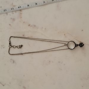 Silver Lucky Brand Double Chain Necklace